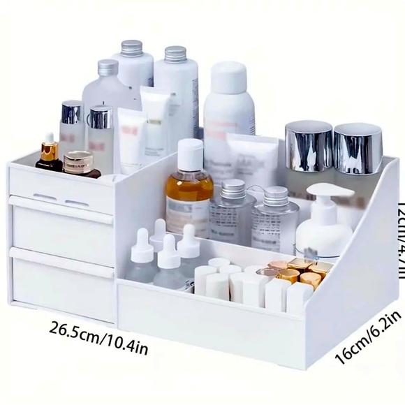 New - Large Capacity - Chic Vanity Organizer - Polished White - Picture 2 of 7